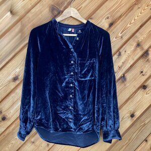 Dark Blue Velvet Blouse Size XS